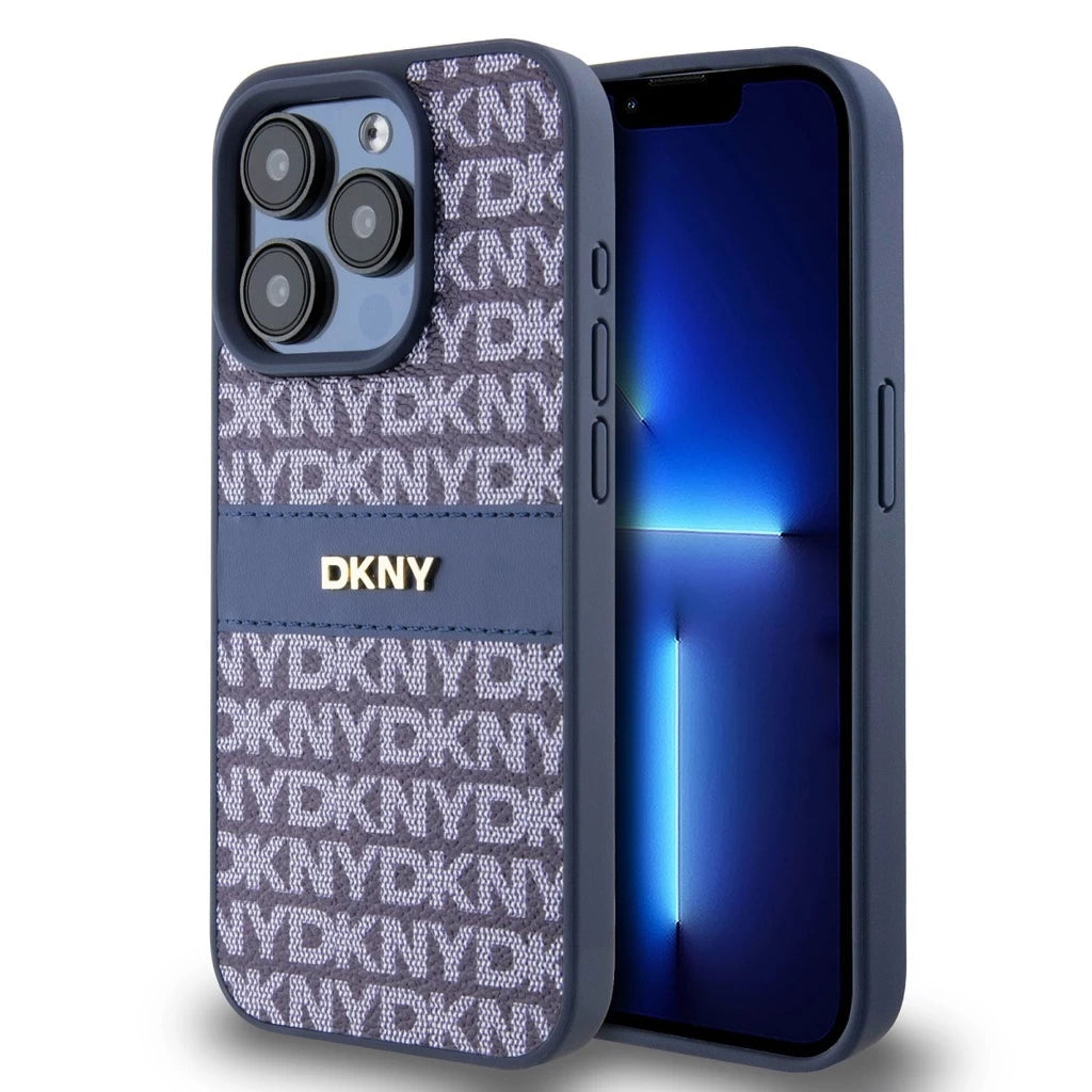 DKNY PU bőr Repeat Pattern Tonal Stripe tok iPhone 15 Pro Max készülékhez kék -  iPhone 15 Pro Max tok a Domshop kínálatából