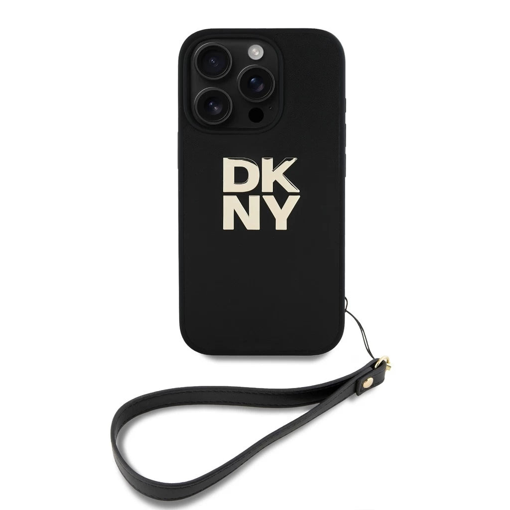 DKNY PU bőr Stack Logo csuklópántos tok az iPhone 16 Pro Max készülékhez fekete -  iPhone 16 Pro Max tok a Domshop kínálatából