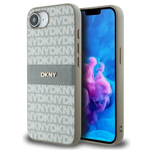 DKNY Repeat Texture Pattern with Tonal Stripe tok iPhone 16e készülékhez bézs -  iPhone 16e tok a Domshop kínálatából
