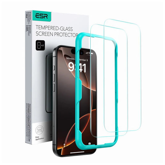 ESR edzett üveg kijelzővédő iPhone 16 Pro Max készülékhez 2-PACK átlátszó -  iPhone 16 Pro Max fólia a Domshop kínálatából