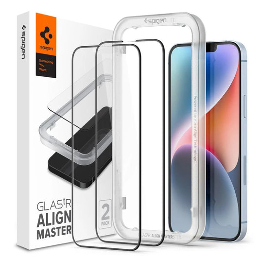 Edzett üveg kijelzővédő SPIGEN ALM GLASS FC 2-PACK iPhone 13 / 13 Pro / 14 / 16E készülékhez fekete -  iPhone 13/13Pro/14/16e fólia a Domshop kínálatából