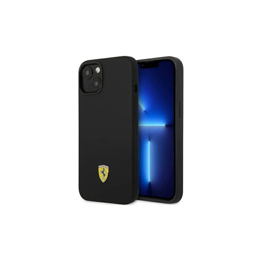 Ferrari FEHCP14SSIBBK iPhone 14/15/13 6.1” készülékhez kemény tok Silicone Metal Logo fekete -  iPhone 13/14/15 tok a Domshop kínálatából