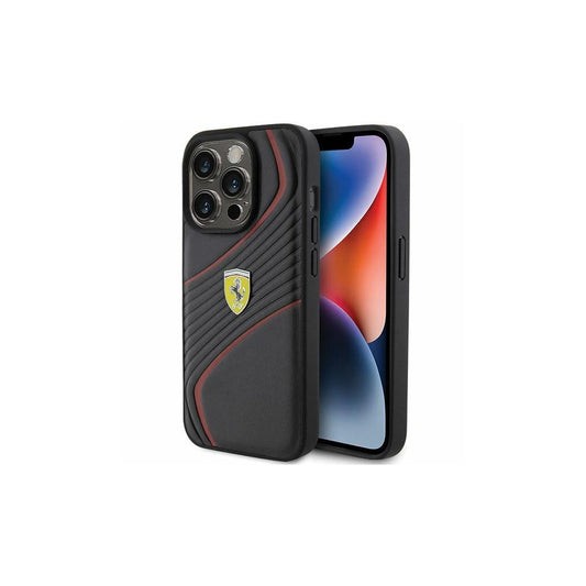 Ferrari FEHCP15LPTWK iPhone 15 Pro 6.1" készülékhez kemény tok Twist Metal Logo fekete -  iPhone 15 Pro tok a Domshop kínálatából