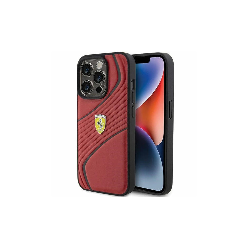 Ferrari FEHCP15LPTWR iPhone 15 Pro 6.1 készülékhez kemény tok Twist Metal Logo piros -  iPhone 15 Pro tok a Domshop kínálatából