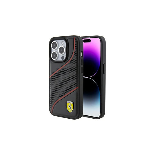 Ferrari FEHCP15LPWAK iPhone 15 Pro 6.1 készülékhez Perforated Waves Metal Logo kemény tok fekete -  iPhone 15 Pro tok a Domshop kínálatából