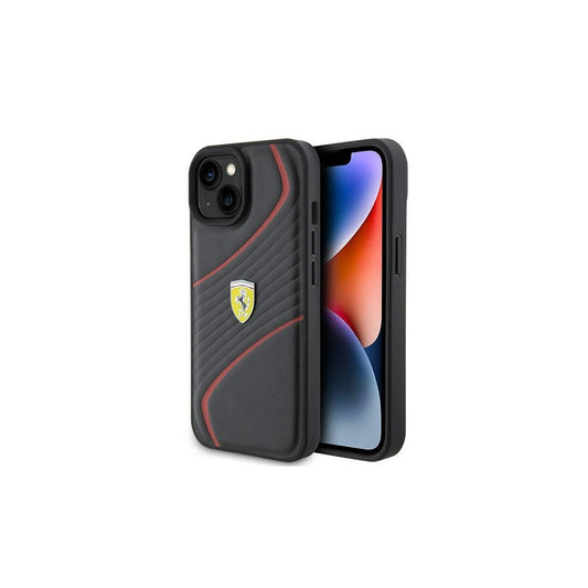 Ferrari FEHCP15SPTWK iPhone 15 / 14 / 13 6.1" készülékhez kemény tok Twist Metal Logo fekete -  iPhone 13/14/15 tok a Domshop kínálatából