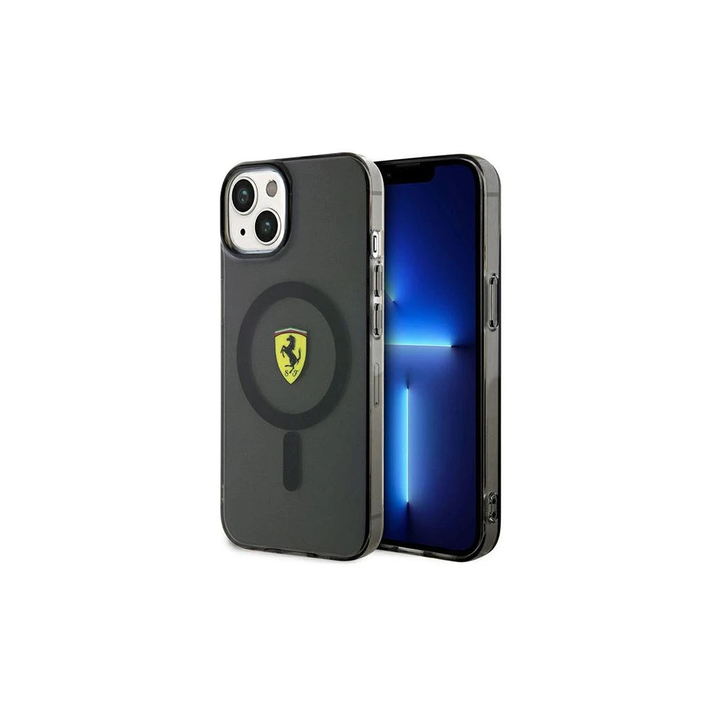 Ferrari FEHMP14SURKK iPhone 14 / 15 / 13 6.1" készülékhez Translucent Magsafe fekete kemény tok -  iPhone 13/14/15 tok a Domshop kínálatából