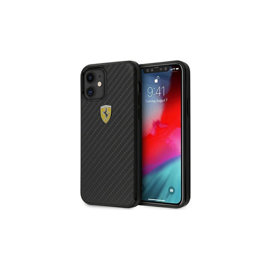 Ferrari FERCAHCP12SBK iPhone 12 mini 5,4" készülékhez kemény tok On Track Real Carbon fekete -  iPhone 12 Mini tok a Domshop kínálatából