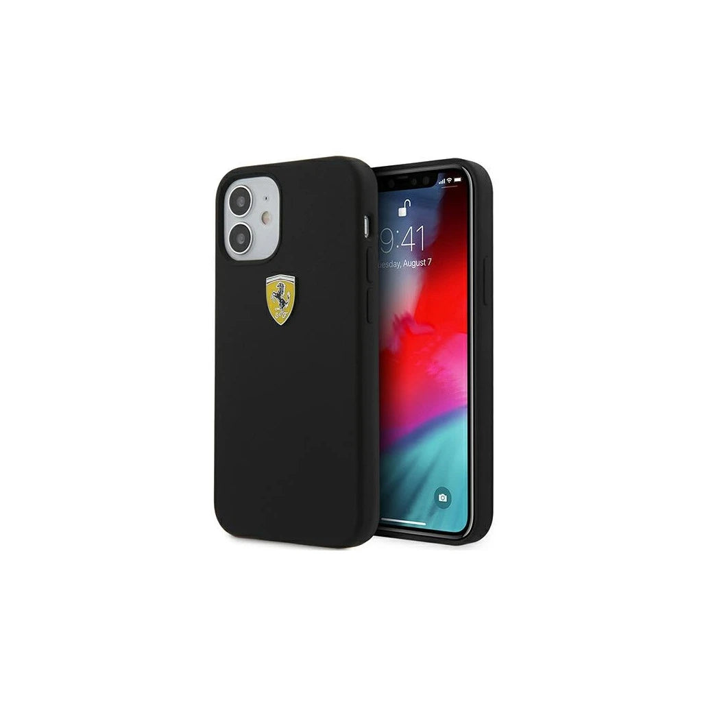 Ferrari FESSIHCP12SBK iPhone 12 mini 5,4" készülékhez On Track Silicone kemény tok fekete -  iPhone 12 Mini tok a Domshop kínálatából