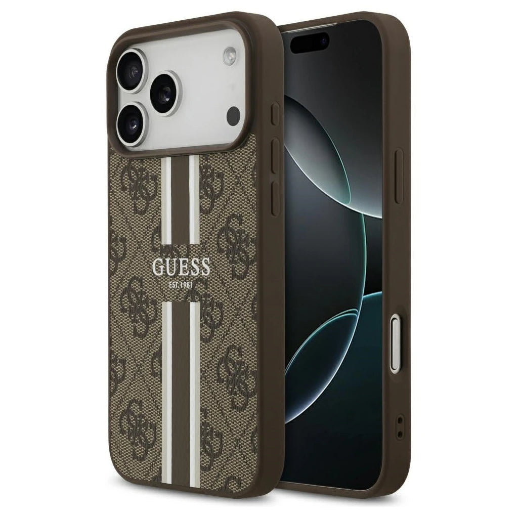 Guess 4G Printed Stripes MagSafe tok iPhone 17 Pro Max készülékhez barna -  iPhone 17 Pro Max tok a Domshop kínálatából