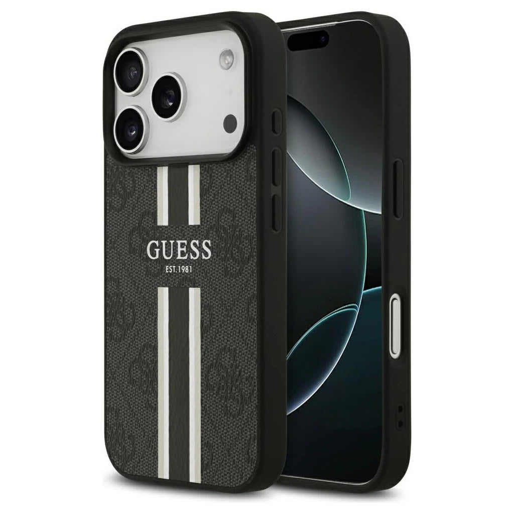 Guess 4G Printed Stripes MagSafe tok iPhone 17 Pro készülékhez fekete -  iPhone 17 Pro tok a Domshop kínálatából