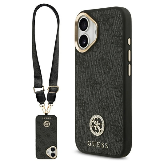Guess 4G Strass Logo & Big Strap Metal Buttons MagSafe tok iPhone 17 készülékhez fekete -  iPhone 17 tok a Domshop kínálatából