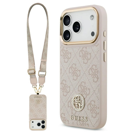 Guess 4G Strass Logo & Big Strap tok – Metal Buttons MagSafe, iPhone 17 Pro készülékhez – rózsaszín -  iPhone 17 Pro tok a Domshop kínálatából
