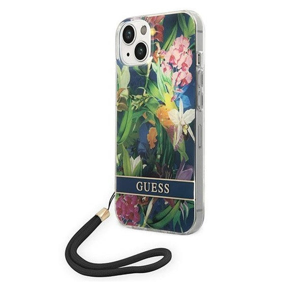 Guess Flower Strap Apple iPhone 14 Plus hátlap tok, kék -  iPhone 14 Plus tok a Domshop kínálatából