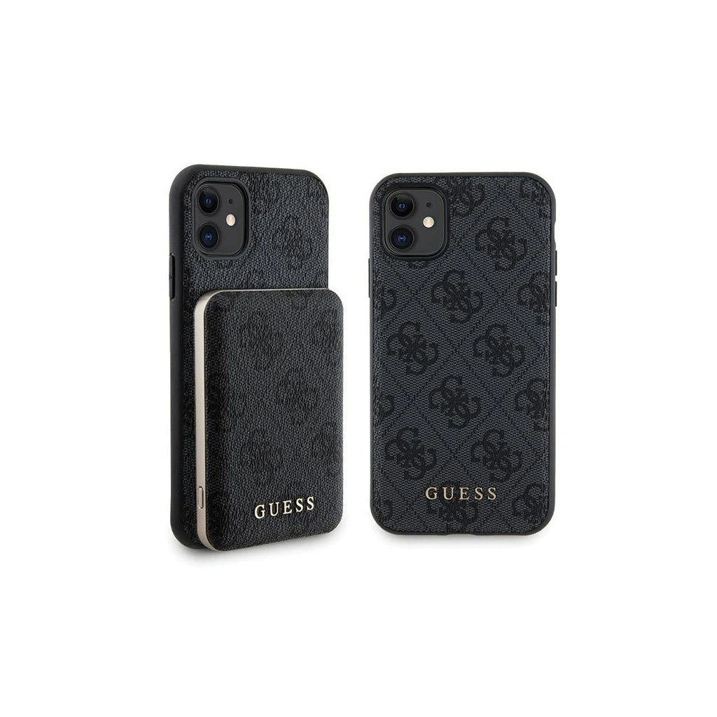 Guess GUBPM5N614GEMGK Set iPhone 11 készülékhez 6.1 hüvelykes kemény tok + Powerbank 5000mAh MagSafe 4G Metal Lo fekete -  Power Bank a Domshop kínálatából