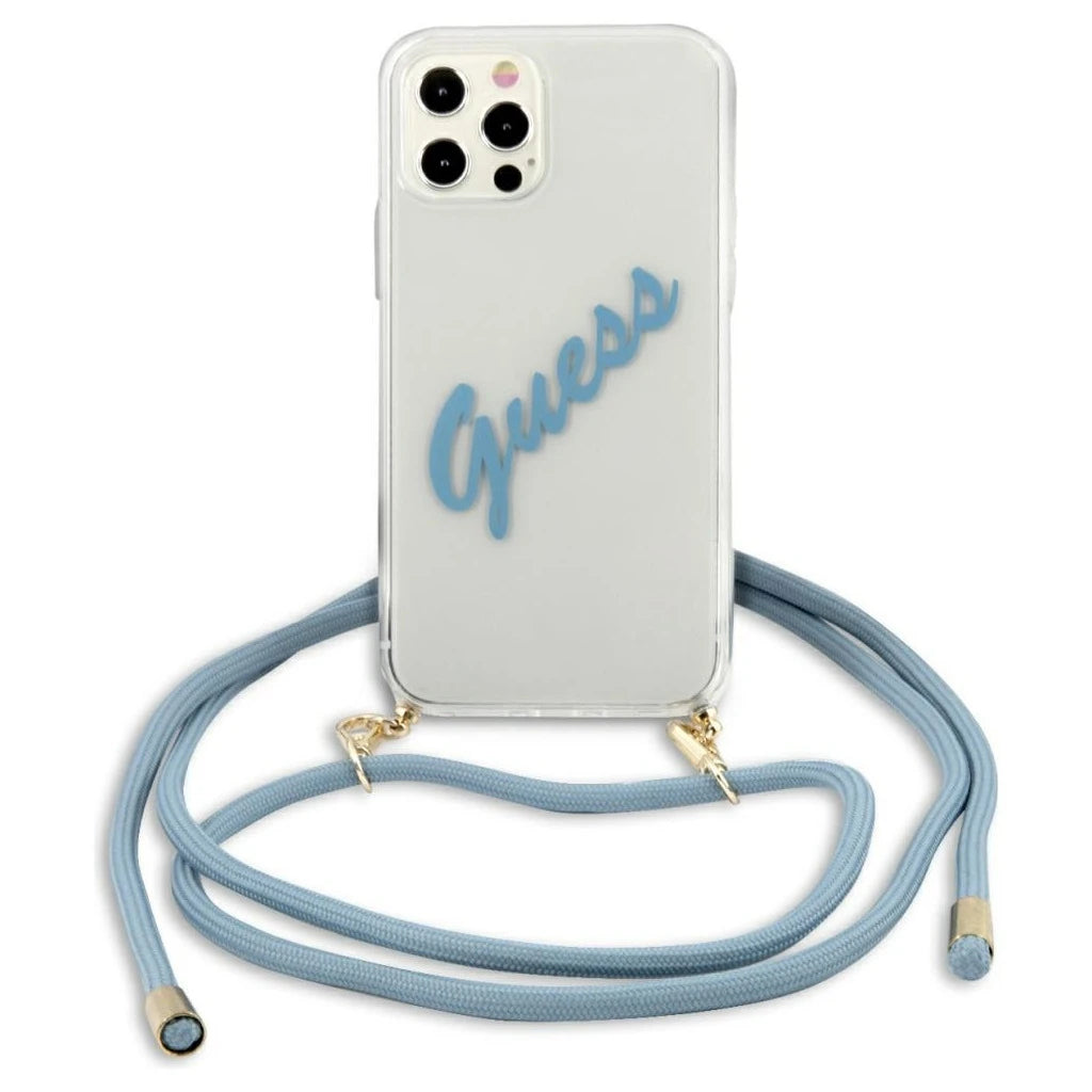 Guess GUHCP12LCRTVSBL iPhone 12 Pro Max 6,7" készülékhez kék keménytok Script Vintage -  iPhone 12 Pro Max tok a Domshop kínálatából