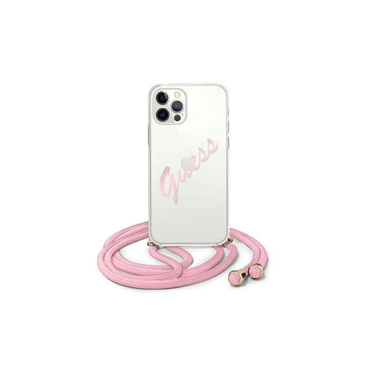 Guess GUHCP12LCRTVSPI iPhone 12 Pro Max 6,7" készülékhez kemény tok Script Vintage rózsaszín -  iPhone 12 Pro Max tok a Domshop kínálatából