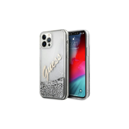 Guess GUHCP12LGLVSSI iPhone 12 Pro Max 6,7 készülékhez kemény tok Glitter Vintage Script ezüst -  iPhone 12 Pro Max tok a Domshop kínálatából