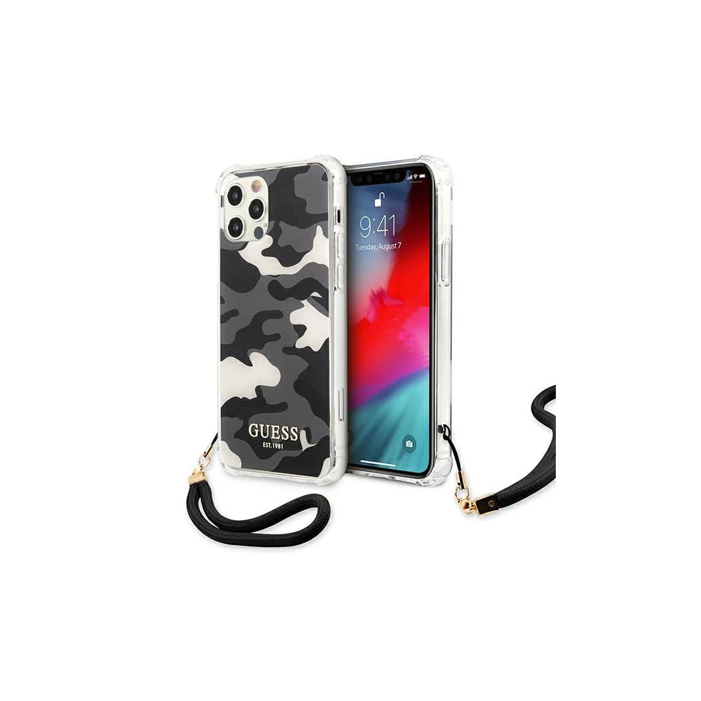 Guess GUHCP12LKSARBK iPhone 12 Pro Max 6,7 készülékhez kemény tok Camo Collection fekete -  iPhone 12 Pro Max tok a Domshop kínálatából