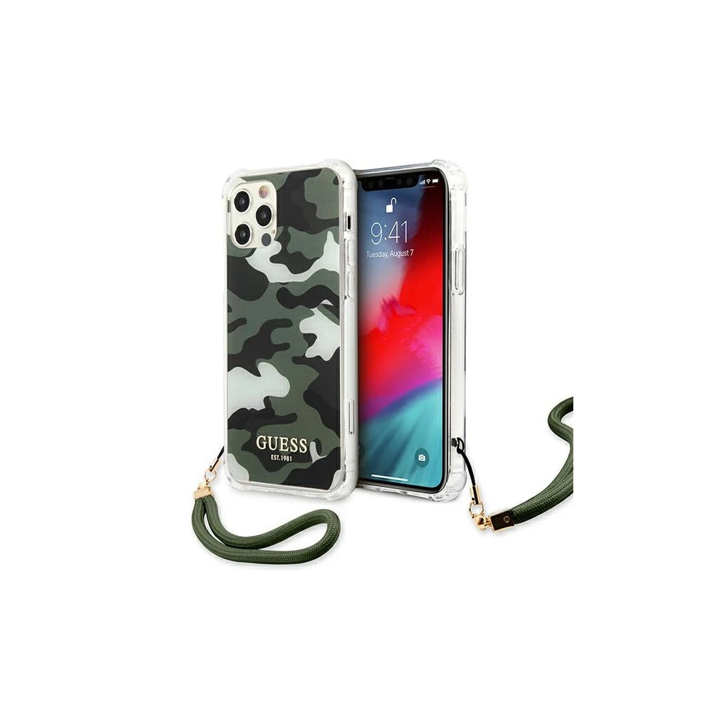 Guess GUHCP12LKSARKA iPhone 12 Pro Max készülékhez kemény tok, Camo Collection, khaki -  iPhone 12 Pro Max tok a Domshop kínálatából