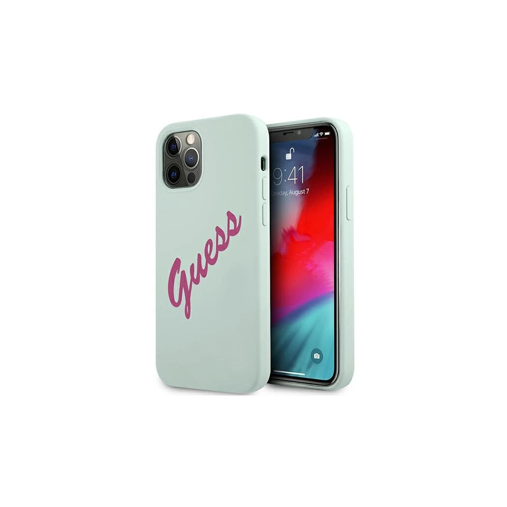 Guess GUHCP12LLSVSBF iPhone 12 Pro Max 6,7" készülékhez Silicone Vintage kemény tok kék fukszia -  iPhone 12 Pro Max tok a Domshop kínálatából