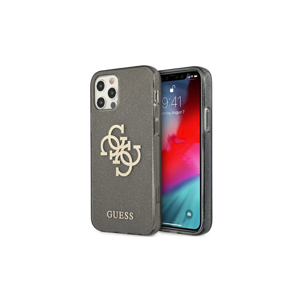 Guess GUHCP12LPCUGL4GBK iPhone 12 Pro Max 6,7" készülékhez kemény tok Glitter 4G Big Logo fekete -  iPhone 12 Pro Max tok a Domshop kínálatából