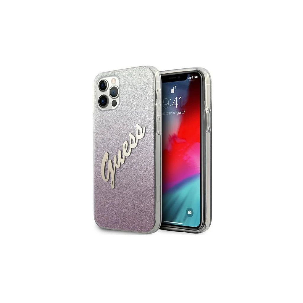 Guess GUHCP12LPCUGLSPI iPhone 12 Pro Max 6,7" készülékhez keménytok Glitter Gradient Script rózsaszín -  iPhone 12 Pro Max tok a Domshop kínálatából