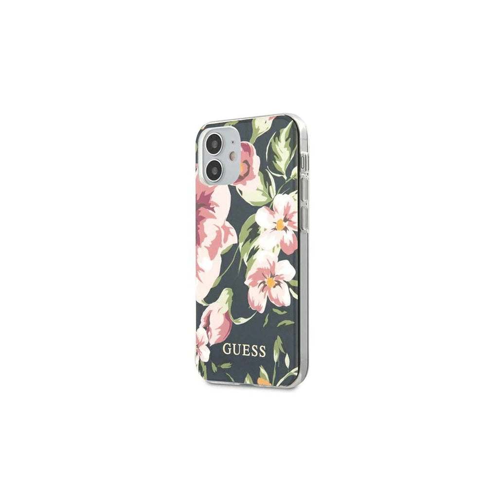 Guess GUHCP12SIMLFL03 iPhone 12 mini készülékhez tok 5,4" tengerészkék N°3 Flower Collection -  iPhone 12 Mini tok a Domshop kínálatából