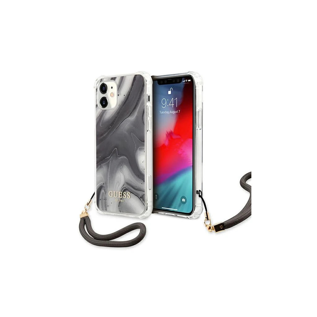 Guess GUHCP12SKSMAGR iPhone 12 mini készülékhez kemény tok Marble Collection 5,4 hüvelykes szürke -  iPhone 12 Mini tok a Domshop kínálatából