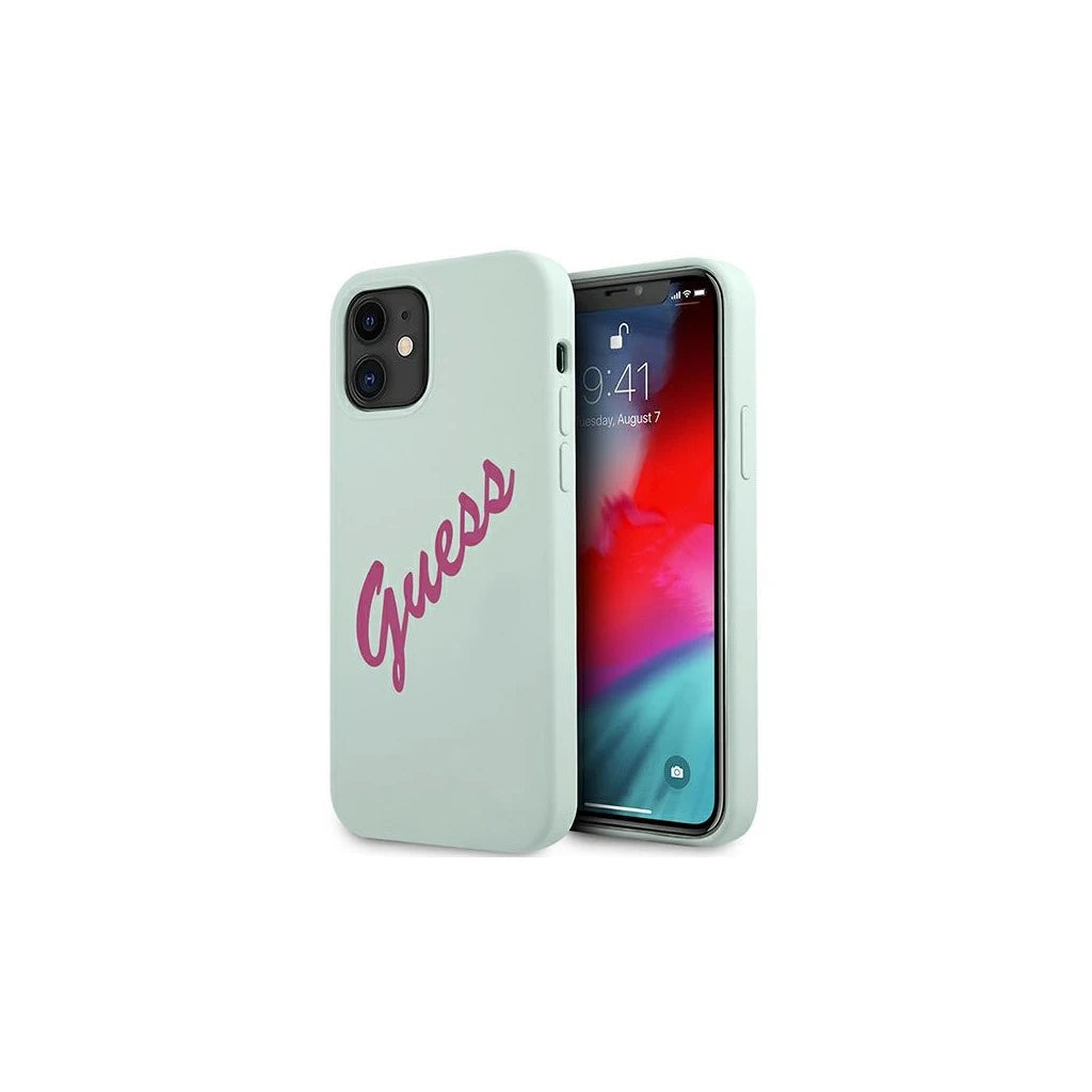 Guess GUHCP12SLSVSBF iPhone 12 mini 5,4 készülékhez kemény tok Silicone Vintage kék fuschia -  iPhone 12 Mini tok a Domshop kínálatából