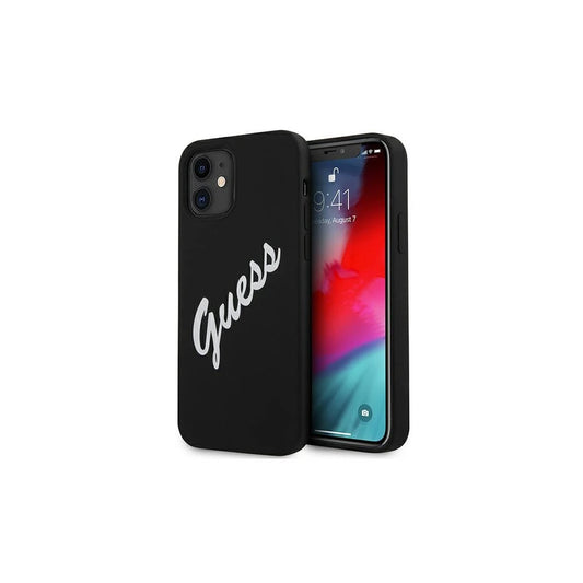 Guess GUHCP12SLSVSBW iPhone 12 mini 5,4" készülékhez Silicone Vintage kemény tok fekete fehér -  iPhone 12 Mini tok a Domshop kínálatából
