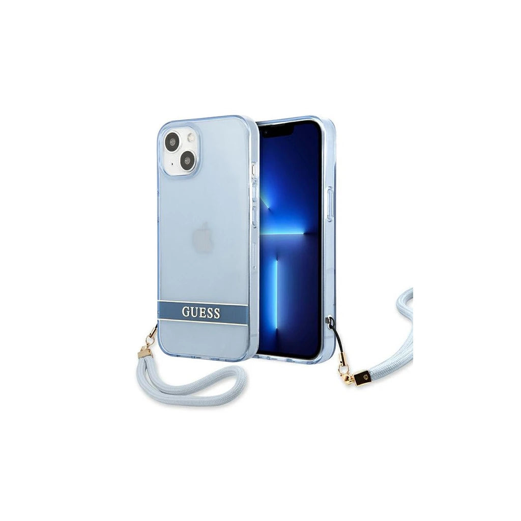 Guess GUHCP13MHTSGSB iPhone 13 / 14 / 15 6.1 készülékhez kemény tok Translucent Strap kék -  iPhone 13/14/15 tok a Domshop kínálatából