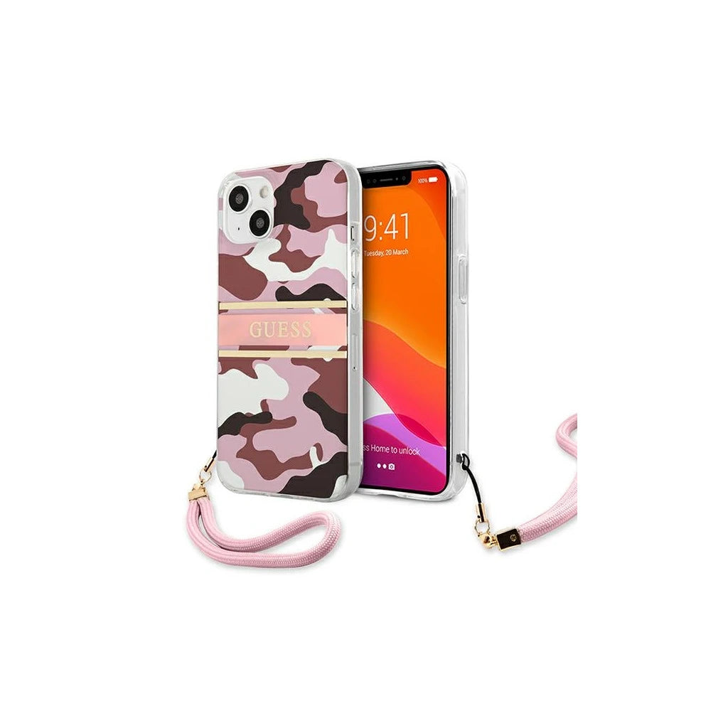 Guess GUHCP13MKCABPI iPhone 13/14/15 készülékhez 6,1" kemény tok Camo Strap Collection rózsaszín -  iPhone 13/14 tok a Domshop kínálatából