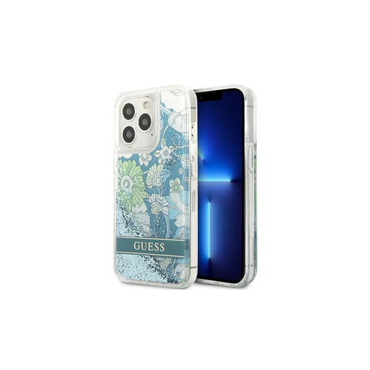 Guess GUHCP13XLFLSN iPhone 13 Pro Max 6,7" készülékhez kemény tok Flower Liquid Glitter zöld -  iPhone 13 Pro Max tok a Domshop kínálatából