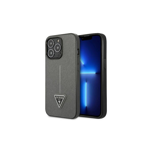 Guess GUHCP13XPSATLG iPhone 13 Pro Max 6,7 készülékhez kemény tok SaffianoTriangle Logo ezüst -  iPhone 13 Pro Max tok a Domshop kínálatából