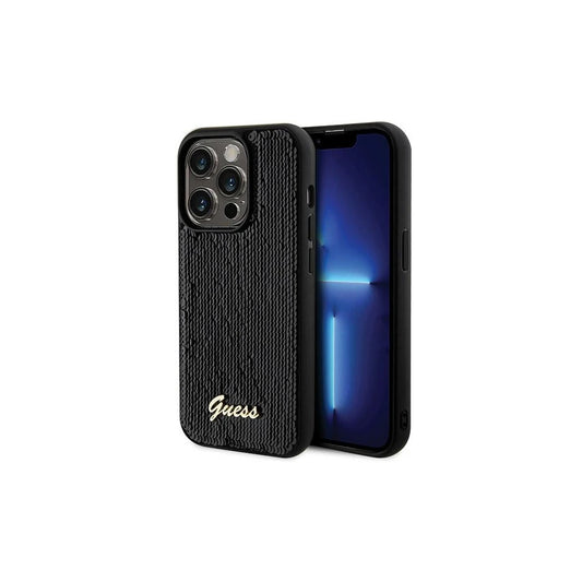 Guess GUHCP13XPSFDGSK iPhone 13 Pro Max 6.7" készülékhez kemény tok Sequin Script Metal fekete -  iPhone 13 Pro Max tok a Domshop kínálatából