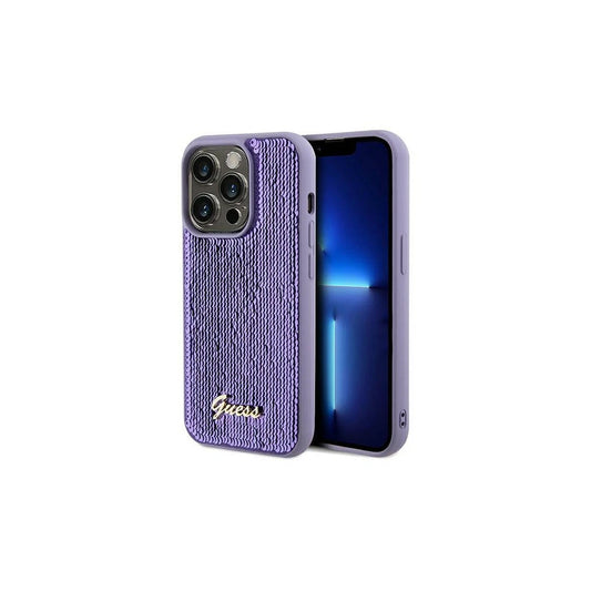 Guess GUHCP13XPSFDGSU iPhone 13 Pro Max 6.7" készülékhez Sequin Script Metal kemény tok lila -  iPhone 13 Pro Max tok a Domshop kínálatából