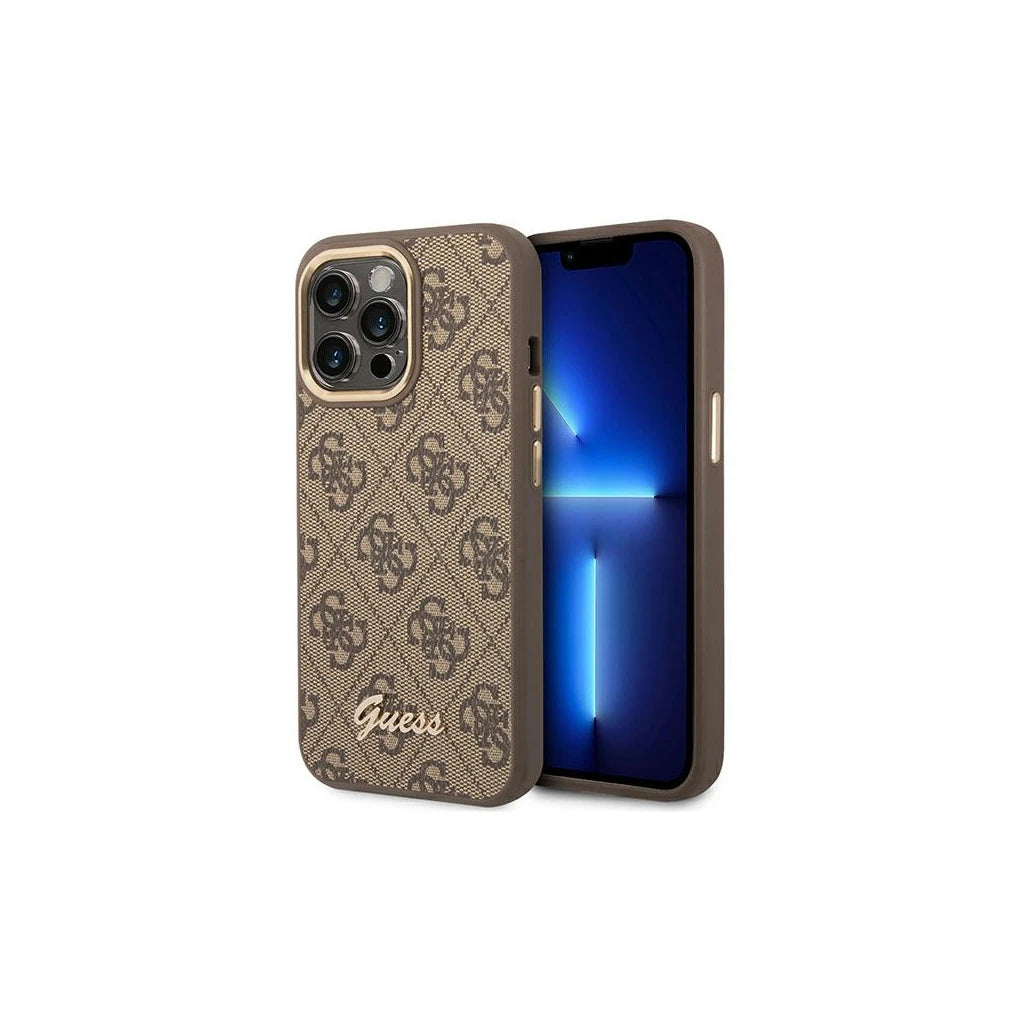 Guess GUHCP14LHG4SHW iPhone 14 Pro 6,1 készülékhez kemény tok 4G Vintage Gold Logo barna -  iPhone 14 Pro tok a Domshop kínálatából