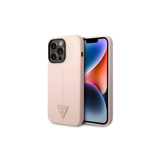 Guess GUHCP14LSLTGP iPhone 14 Pro 6,1" készülékhez Silicone Triangle kemény tok rózsaszín -  iPhone 14 Pro tok a Domshop kínálatából