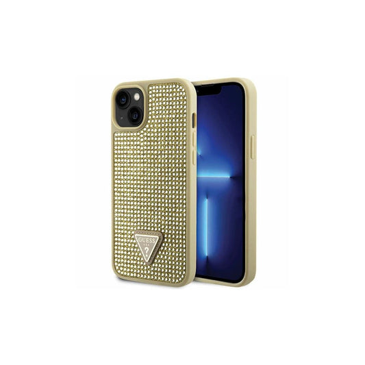 Guess GUHCP14MHDGTPD iPhone 14 Plus/15 Plus 6.7" készülékhez kemény tok Rhinestone Triangle, arany -  iPhone 14 Plus/15Plus tok a Domshop kínálatából