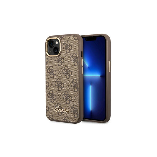 Guess GUHCP14MHG4SHW iPhone 14 Plus/15 Plus 6,7" készülékhez kemény tok 4G Vintage Gold Logo barna -  iPhone 14 Plus/15Plus tok a Domshop kínálatából