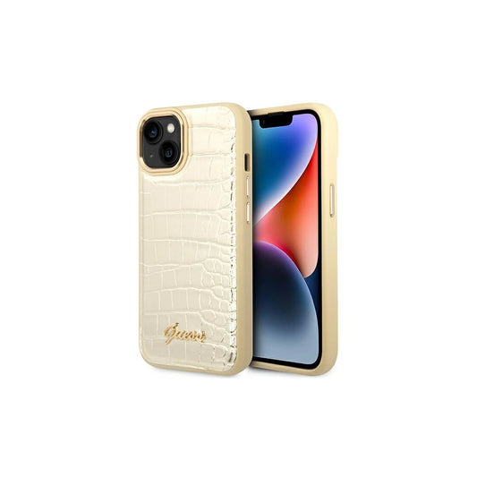 Guess GUHCP14MHGCRHD iPhone 14 Plus / 15 Plus 6.7" készülékhez kemény tok Croco Collection arany -  iPhone 14 Plus/15Plus tok a Domshop kínálatából