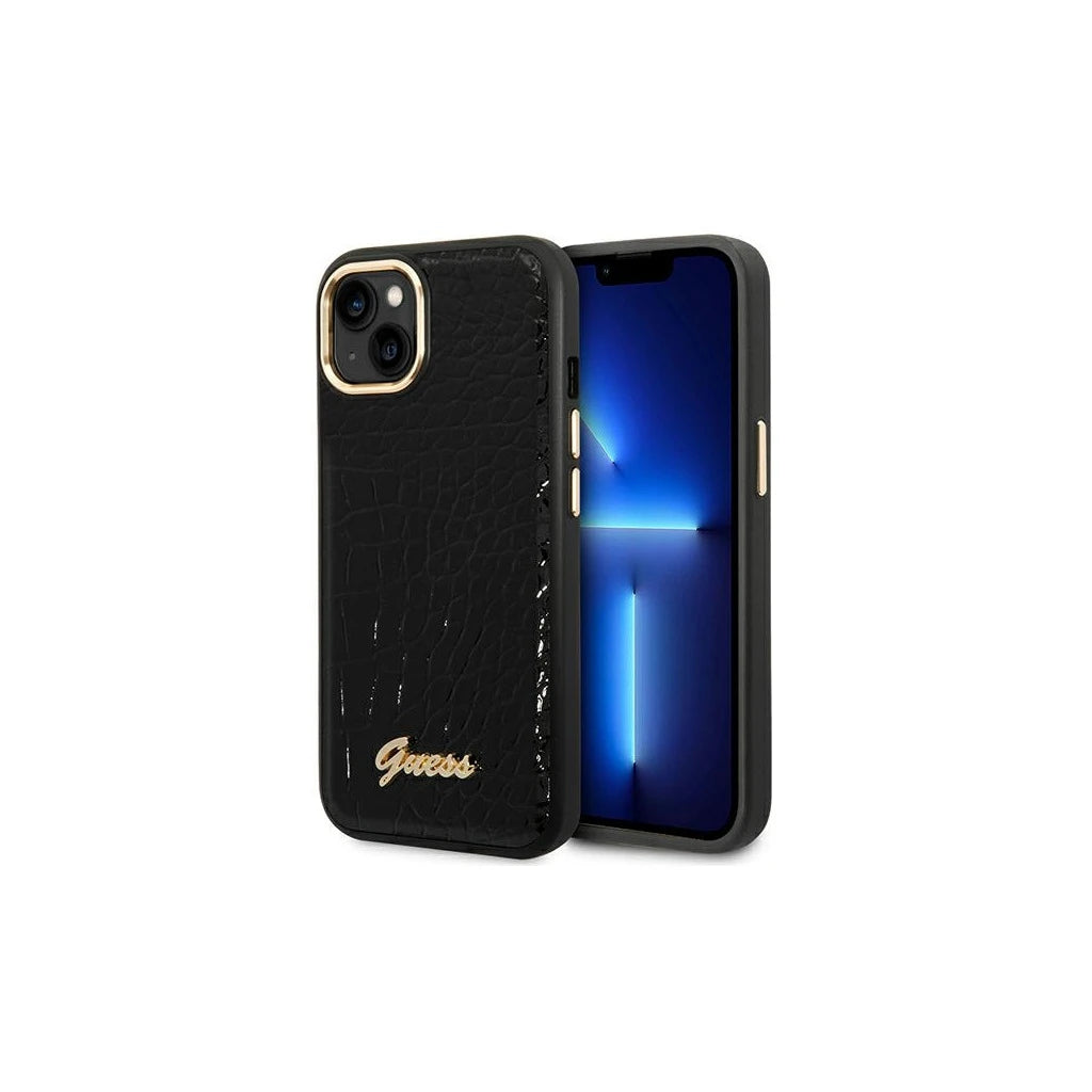 Guess GUHCP14MHGCRHK iPhone 14 Plus / 15 Plus 6.7" készülékhez kemény tok Croco Collection fekete -  iPhone 14 Plus/15Plus tok a Domshop kínálatából