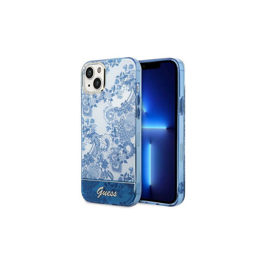 Guess GUHCP14MHGPLHB iPhone 14 Plus / 15 Plus 6.7 készülékhez kemény tok Porcelain Collection kék -  iPhone 14 Plus/15Plus tok a Domshop kínálatából