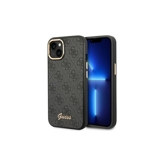 Guess GUHCP14SHG4SHK iPhone 14/15/13 6.1" készülékhez kemény tok 4G Vintage Gold Logo fekete -  iPhone 13/14/15 tok a Domshop kínálatából