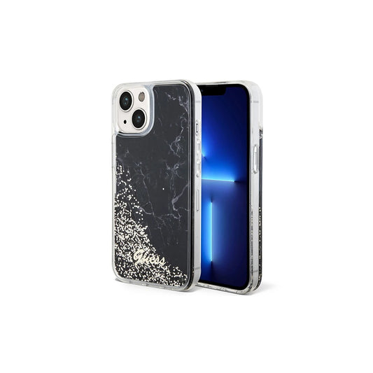 Guess GUHCP14SLCSGSGK iPhone 14/15/13 6.1" készülékhez kemény tok Liquid Glitter Marble fekete -  iPhone 13/14/15 tok a Domshop kínálatából