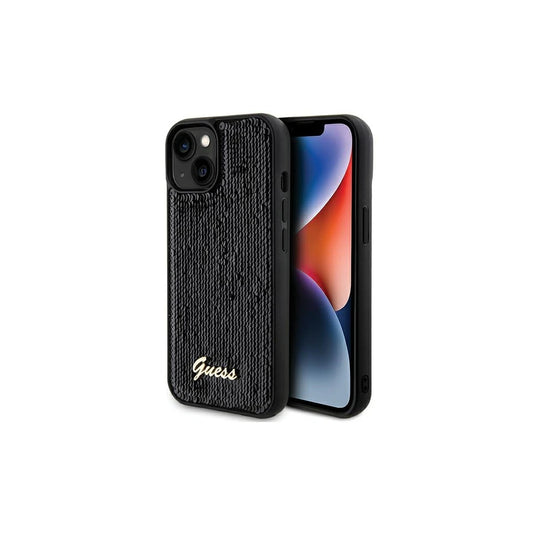 Guess GUHCP14SPSFDGSK iPhone 14 / 15 / 13 6.1 készülékhez kemény tok Sequin Script Metal fekete -  iPhone 13/14/15 tok a Domshop kínálatából
