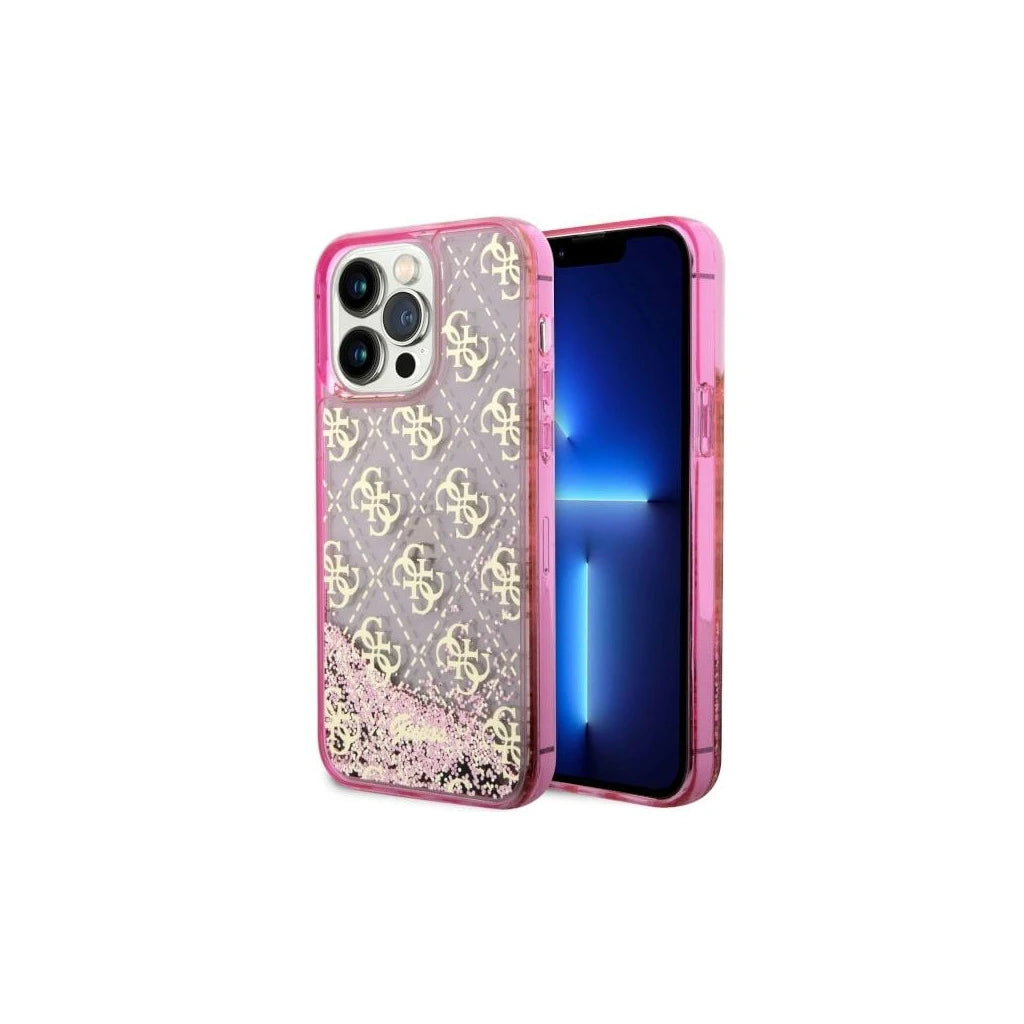 Guess GUHCP14XLC4PSGP iPhone 14 Pro Max 6.7" készülékhez kemény tok Liquid Glitter 4G Transculent rózsaszín -  iPhone 14 Pro Max tok a Domshop kínálatából