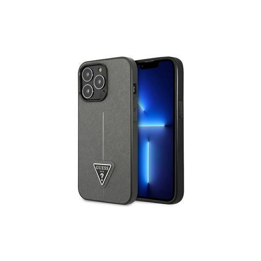 Guess GUHCP14XPSATLG iPhone 14 Pro Max 6,7 készülékhez tok SaffianoTriangle Logo ezüst -  iPhone 14 Pro Max tok a Domshop kínálatából