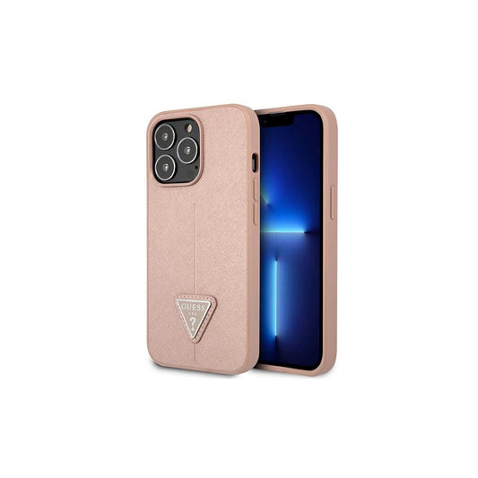 Guess GUHCP14XPSATLP iPhone 14 Pro Max 6,7 készülékhez kemény tok SaffianoTriangle Logo rózsaszín -  iPhone 14 Pro Max tok a Domshop kínálatából